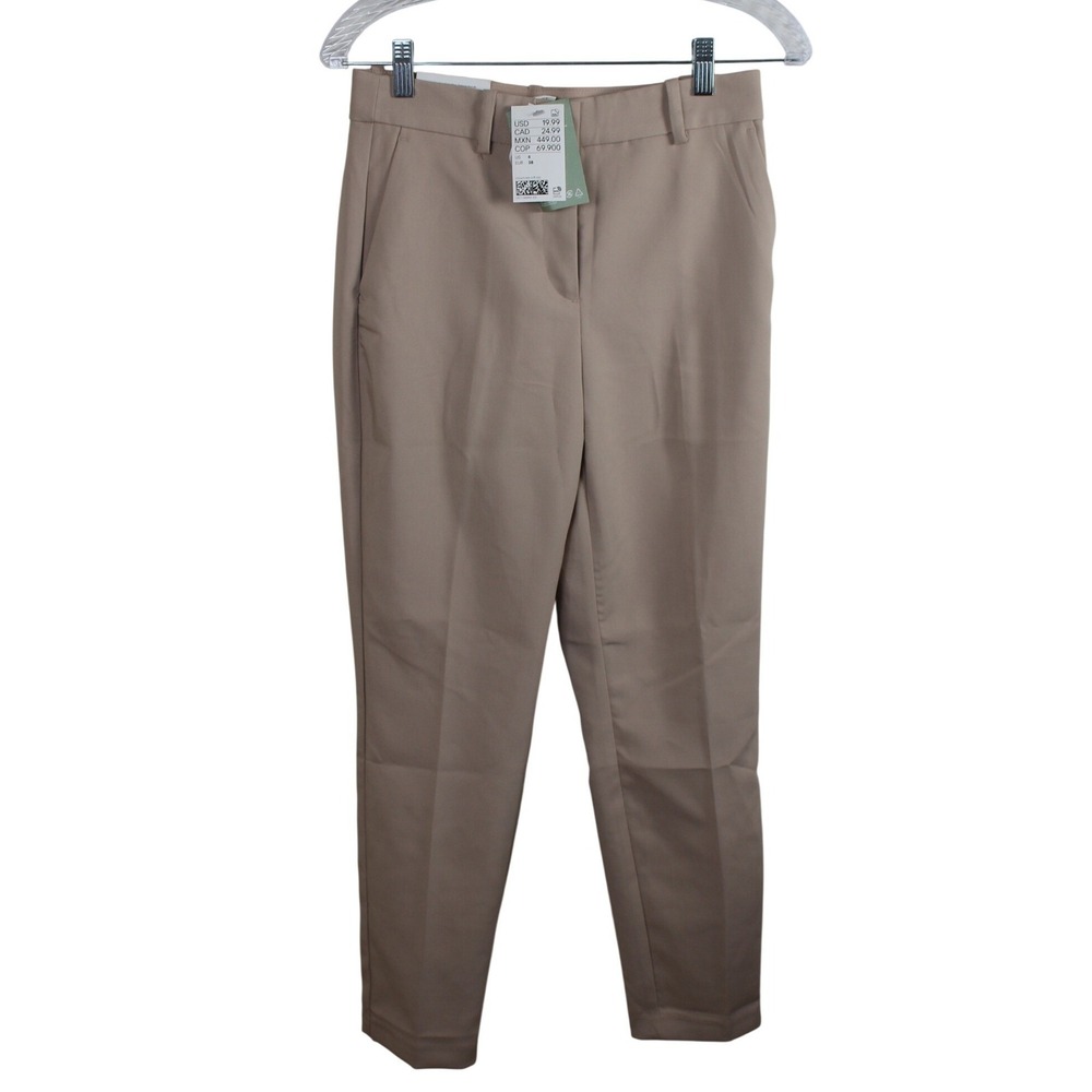 HM Womens Beige Slacks Ankle Length Regular Waist Tapered Pants Size 6 NEW